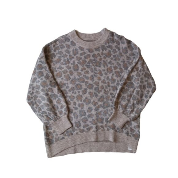 Abercrombie and Fitch Leopard Print Tight Knit Pullover Sweater Women's X-Large - Picture 1 of 12